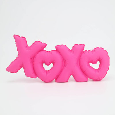 Resin XOXO Word sculpture with Heart Cutouts matte hot pink color &decorative objects &Home décor