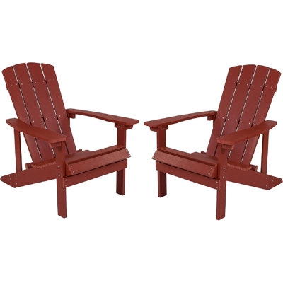 Charlestown Poly Resin Adirondack Chair - Red - All Weather - Indoor/Outdoor - Set Of 2