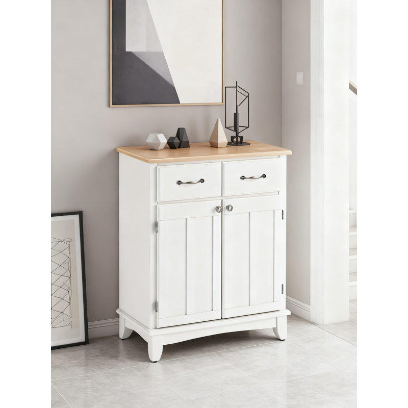 Buffet et buffet avec deux portes et deux tiroirs pour le rangement de la salle à manger, fabrication en bois franc durable avec quincaillerie en acier brossé