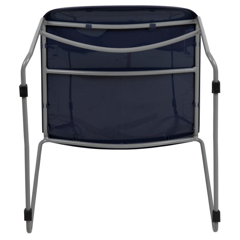 Navy Blue Metal Frame Armless Stacking Chair