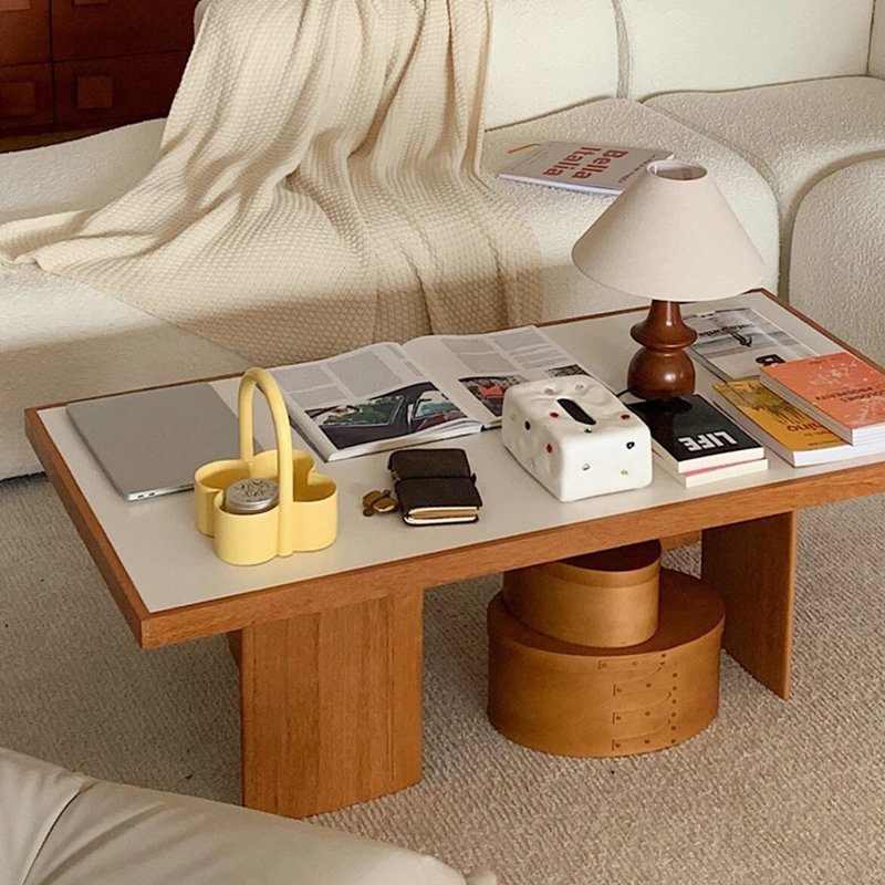 Table basse simple en bois massif, H 15,74 po x L 55,11 po x l 27,55 po