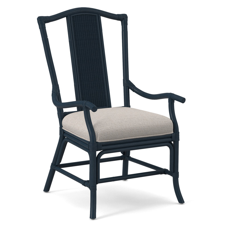 Drury Lane Slat Back Dining Arm Chair, White Textured Performance; 0865-91, Brass