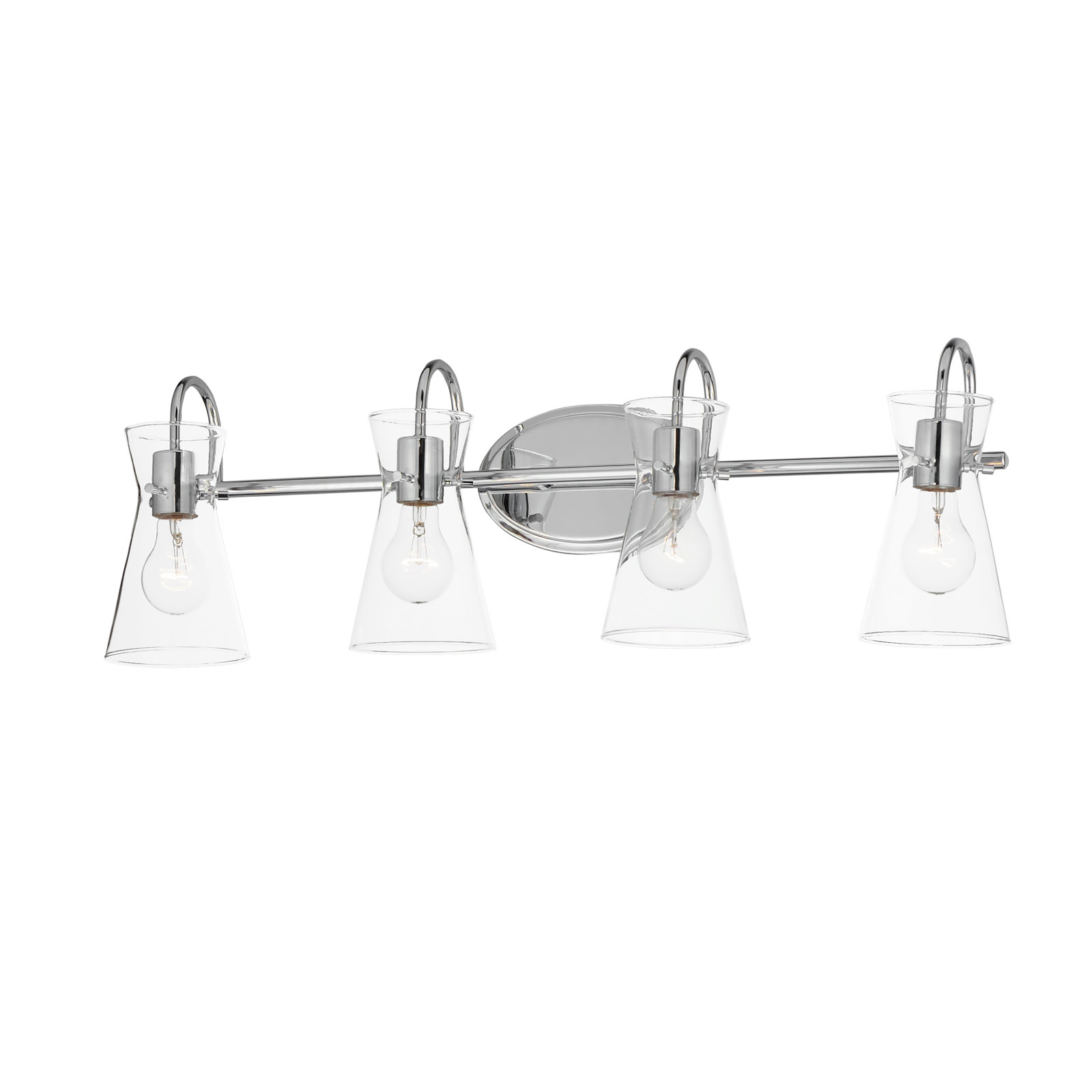 4 Light Transparent Dimmable Vanity Light, Polished Chrome