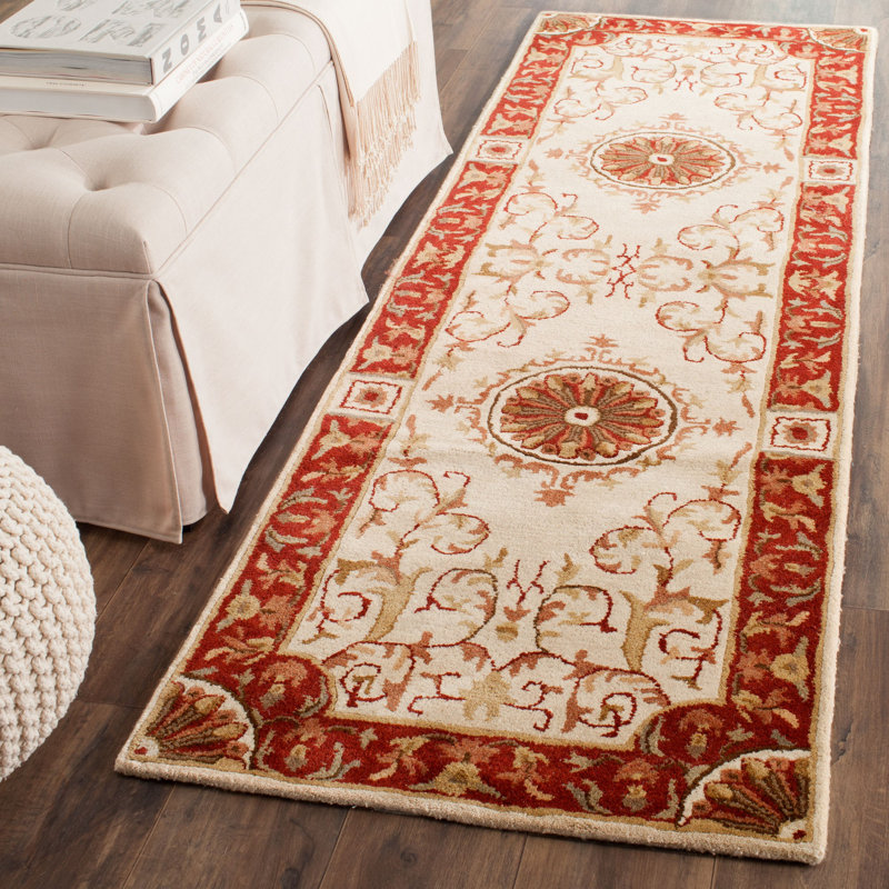 Tapis oriental en laine touffeté à la main Latarra, Tapis de couloir beige