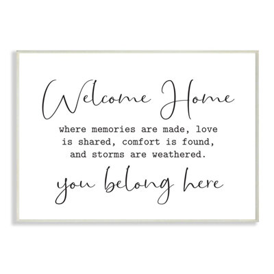 " Welcome Home Family Home Black And White Inspirational Word Design "