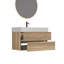 Meuble-lavabo 36 po en chêne brut + chêne brut avec lavabo en quartz blanc et tiroirs souples-864049483