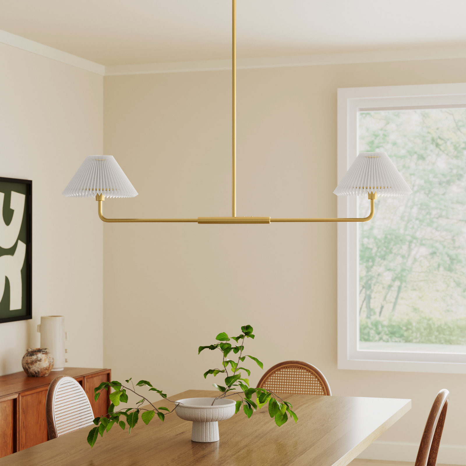 Pearson 2 - Light Unique Modern Linear Chandelier, Natural Brass