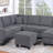 Contemporary Style 5Pc Sectional Set Left Arm Loveseat With Usb Port Corner Wedges Ottoman Armless Chairs Right Arm Loveseat With Chaise Slate Gray Finish Primary Living Room-885976437
