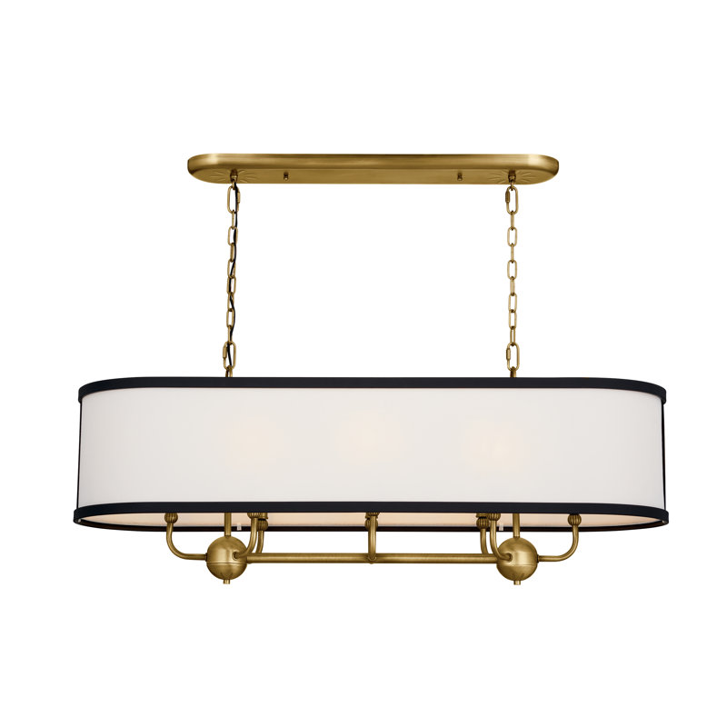 8 - Light Dimmable Linear Chandelier, Natural Brass
