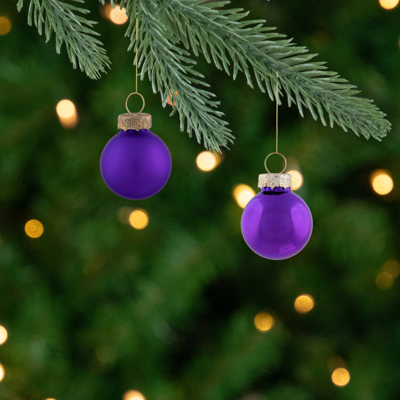 Ornements en forme de boule de Noël 24 carats à 2 finitions, Mauve