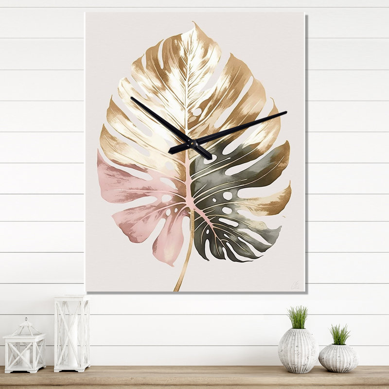 Horloge murale Philodendron Leaf II - Floral, H 40 po x l 30 po x P 1 po