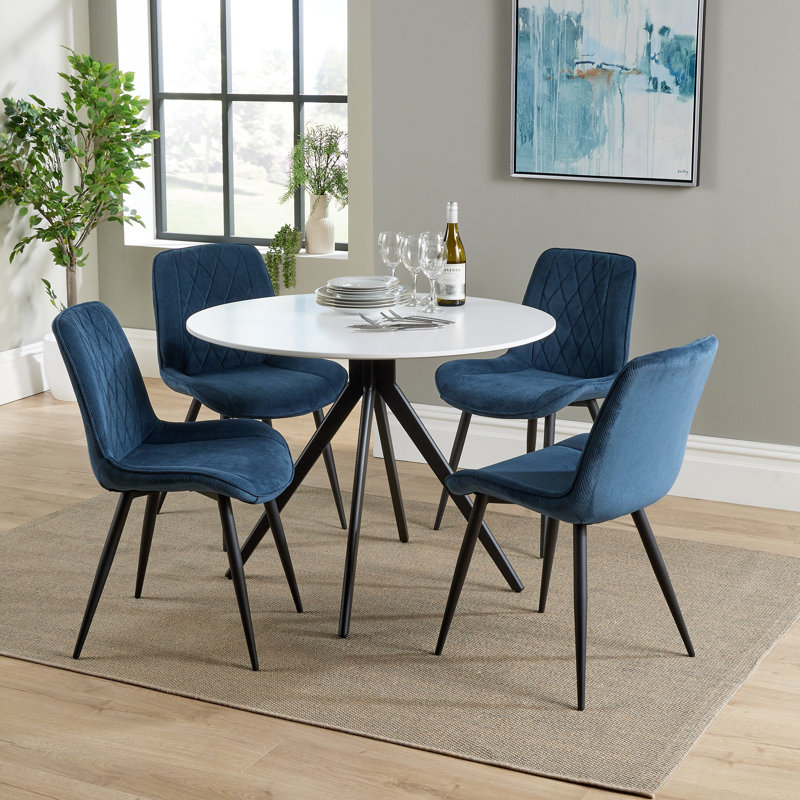 Holmen Round Metal Base Dining Table, White