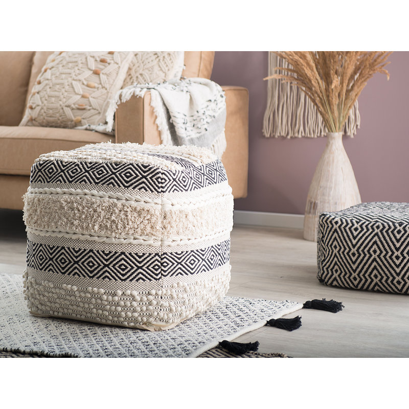 Zara 50cm Wide Square Geometric Pouffe Ottoman