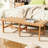 Stylish Wood Bedroom Bench With Woven Pu Leather Seat For Seating, Footrest, Accent Piece - 53.15 In Depth, 16.2 Width, 17.24 Height, 18.46 Lb Weight Seating And Piece, Natural Tones Height