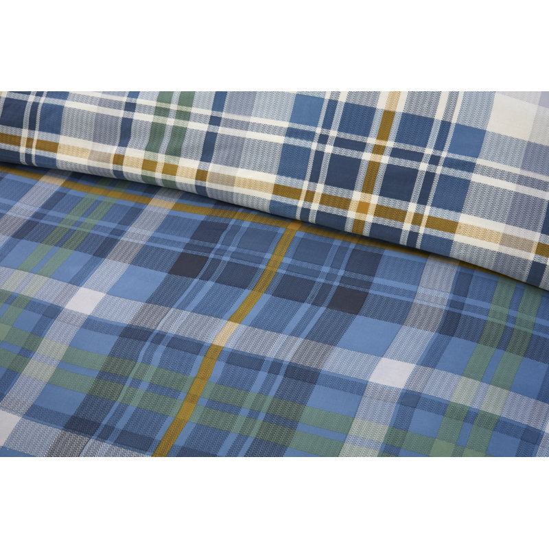 Regalia MF Complete Set Double Red, King Duvet Cover Set + 3 Additional Pieces, Blue Argyle