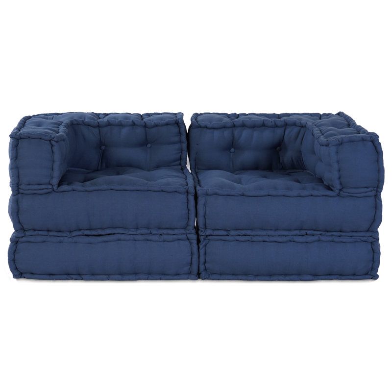 Modular Patchwork Sofa Fabric Living Room Modern Indoor Adaptable Couch, Indigo