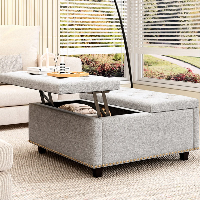 Table basse moderne Mid-Century, coussin, rivets bronze rétro, pièce décorative de salon