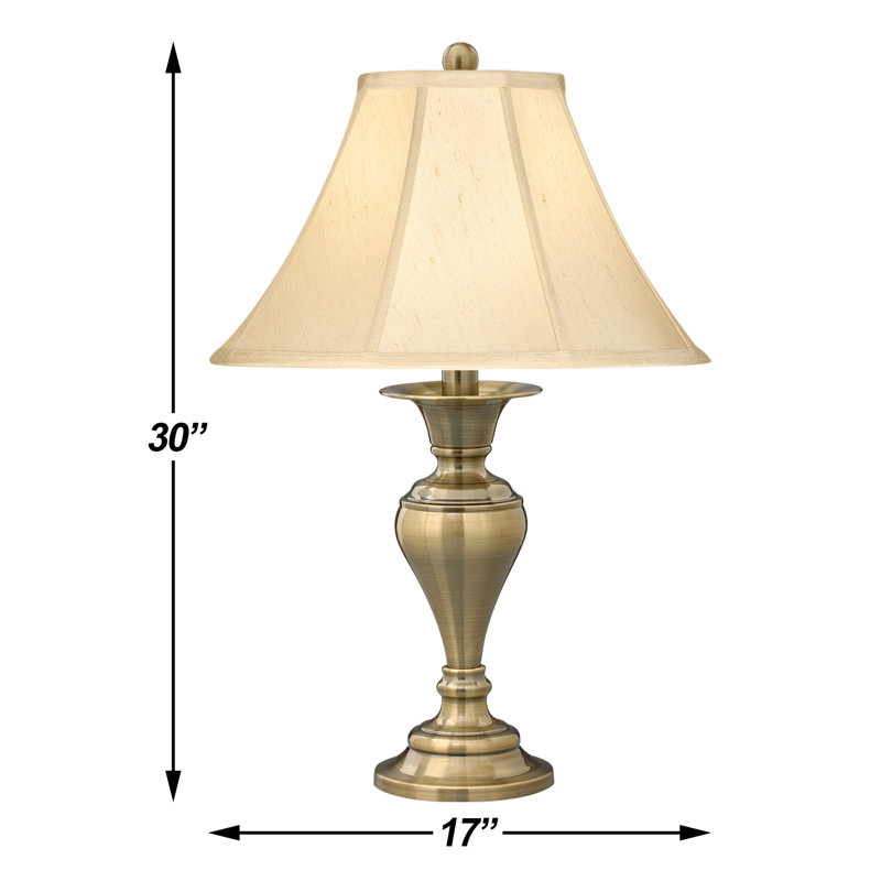 Dover 29" Satin Antique Brass Table Lamp, Dark Beige