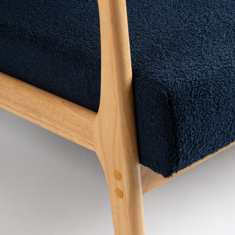 Boucle Accent Chair (Curved Arms), Navy