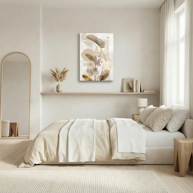 «Gallery Wrap», art mural sur toile pour le salon, la chambre à coucher, le bureau ou le vestibule - décoration murale décorative avec motif de feuilles