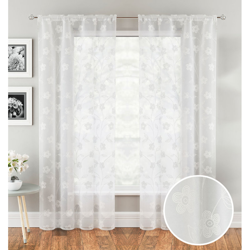 Roanoke Sheer Curtain Pair, 140cm Width x 183cm Drop, White