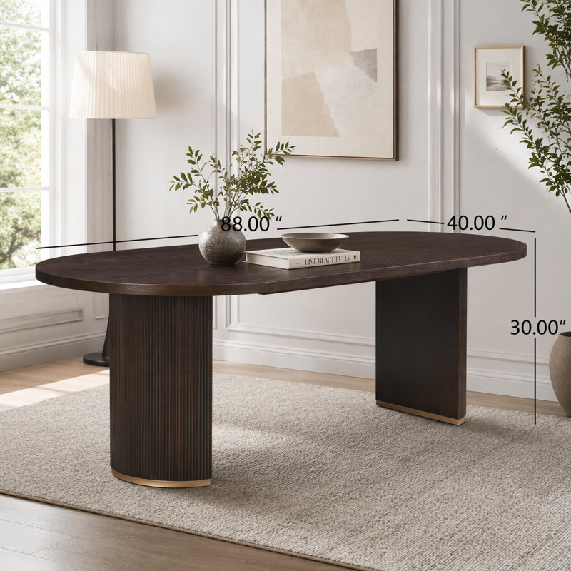 Oval Dining Table Double Pedestal, Espresso