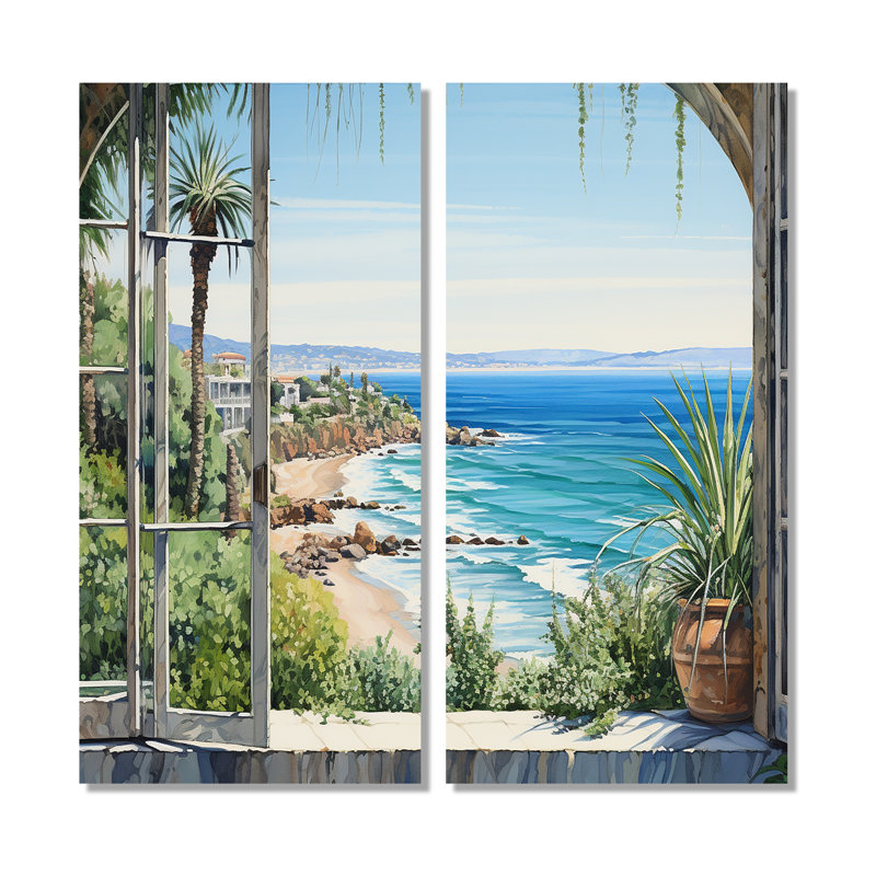 Grande décoration murale bord de mer avec vue tropicale I, H 20 po x l 24 po, Toile tendue, Ne s’applique pas