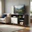 Meuble télé avec armoire à 2 portes Donna, gris foncé et blanc-128860591-128860595