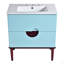 Ensemble de meuble-lavabo 30 po avec lavabo en céramique, armoire de rangement moderne avec 2 tiroirs, cadre en bois massif, bleu