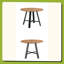Une table de salle à manger circulaire en bois moderne et minimaliste. Bureau en bois aggloméré de 42 pouces de diamètre, pieds en métal noir