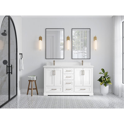 Esin 60'' Double Bathroom Vanity with Quartz Top