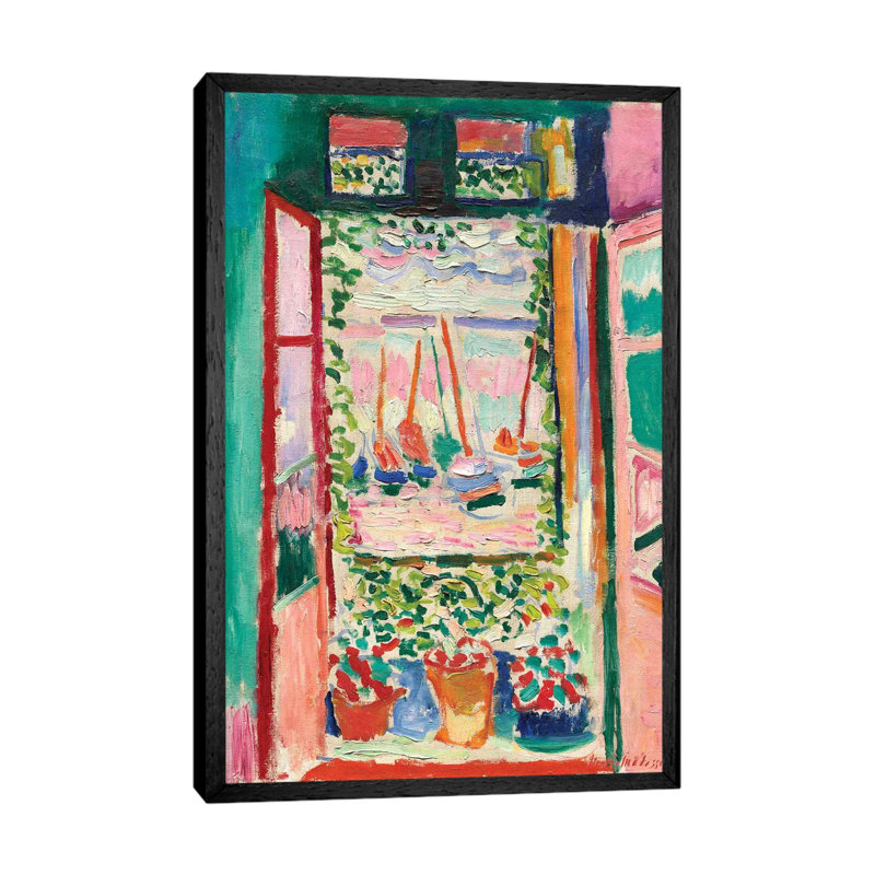 Open Window At Collioure (1905) by Henri Matisse - Painting on Canvas, Black Floater Framed, 20.32 cm H x 30.48 cm W