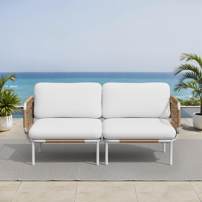 63'' Aluminum Outdoor Patio Sectional (Set of 2), Light Gray, 2