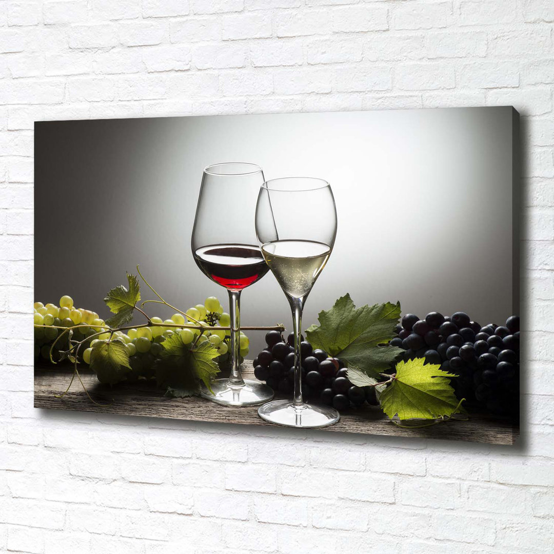 Wein und Trauben - Kunstdrucke auf Leinwand - Wrapped Canvas