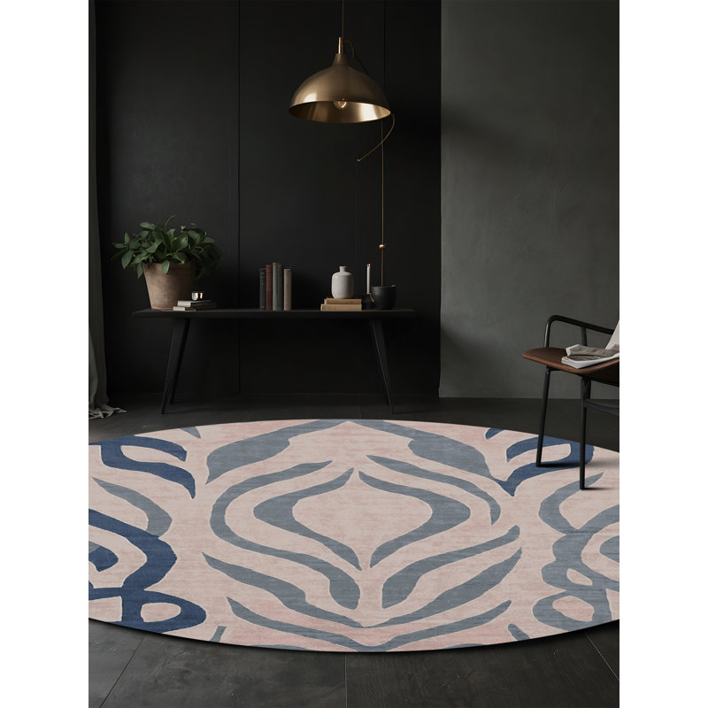 Tapis gris lavable à la machine, Rond 8 pi