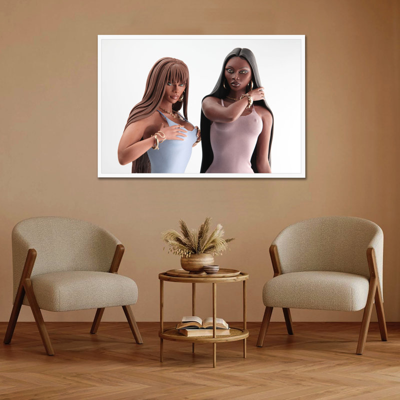 Good Black Art «Suzie & Anita» par PJ Harper | Reproduction d'art murale en bois massif à édition limitée, H 48 po x l 32 po