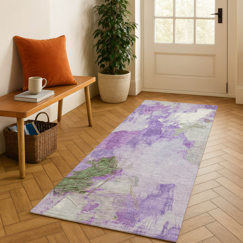 Premium Machine Washable Emest AMF1914 Abstract Rug, Runner 2'3" x 7'6"