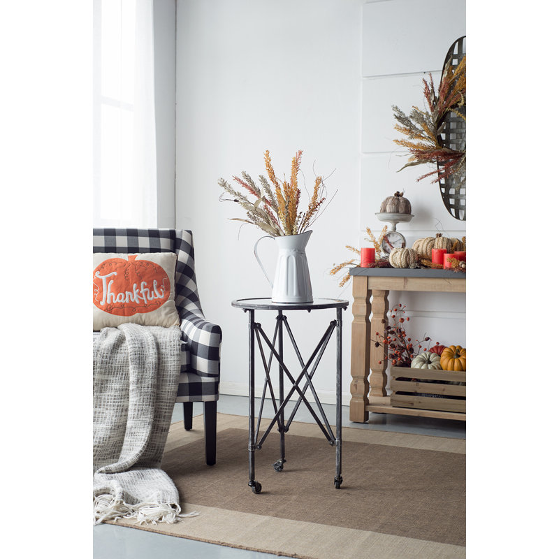 Table d'appoint 26 po en métal noir avec plateau en verre, table d'appoint mobile avec roulettes pour le salon, le vestibule, la chambre à coucher ou le bureau