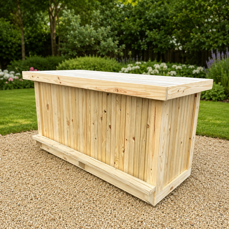 Boîte à fleurs extérieure en bois naturel 6 pi x 30 po avec bordure surélevée et panneau à lattes