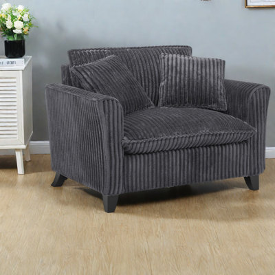 Oversized Accent Chairs, Gray Corduroy Foam, Modern Compact Home Lounge