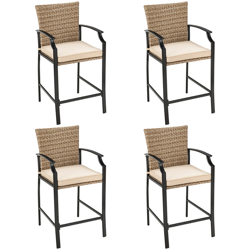 Tabouret de comptoir de patio 44 "avec coussin Edwarda