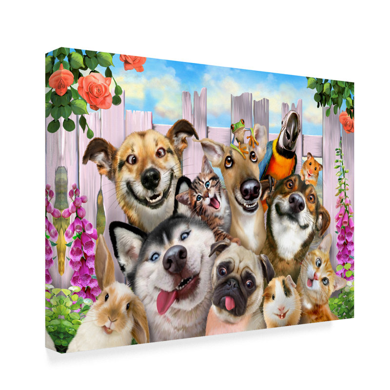 Goofy Garden Dogs Gallery-Wrapped Canvas Art Print