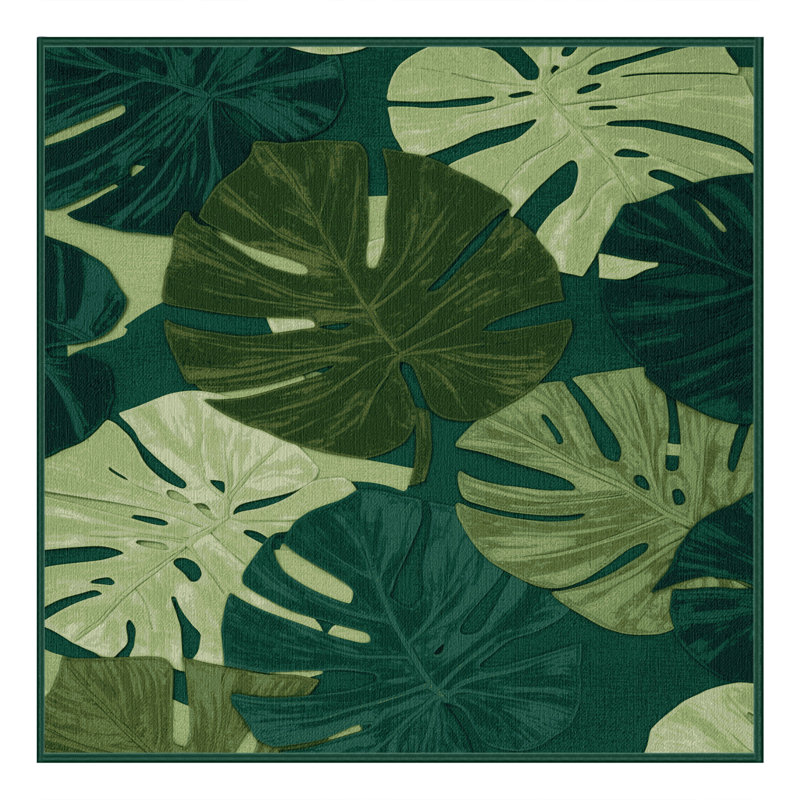 Tapis vert botanique lavable à la machine, Carré 4 pi