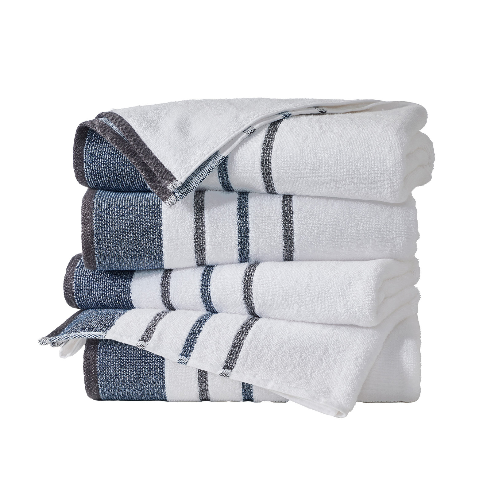 Deanthony Luxury Cotton Decorative, Moroccan Blue/December Sky, Bath Towels - 4 Pack