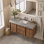 Meuble-lavabo mural 47 po avec lavabo intégré, armoire à grain de bois moderne et comptoir à aspect marbre, rangement à fermeture en douceur-31963668