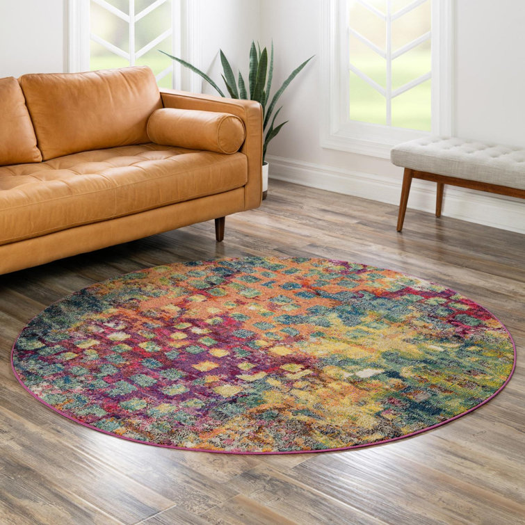 Corlenzo Abstract Orange/Pink/Blue/Yellow Area Rug