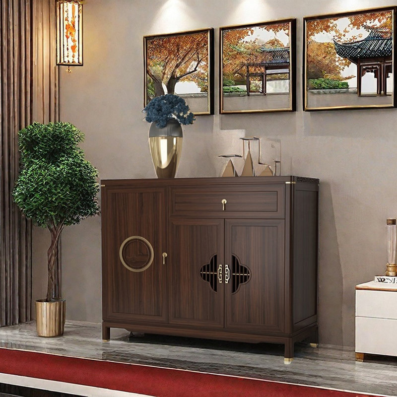 Modern Chinese Solid Wood Sideboard, 35.4" H x 43.3" W x 15.7" D