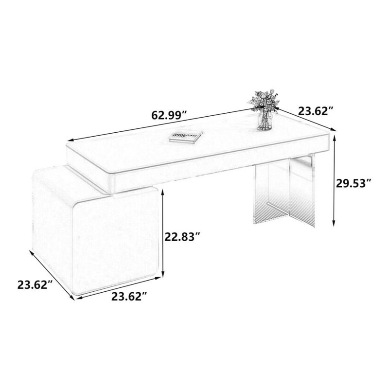 Bureau blanc moderne et simple avec tiroirs, 29.53"H*62.99"W*23.62"D, Oui