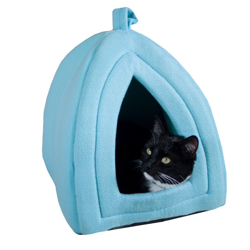 Lit d'intérieur pour chat avec coussin en mousse amovible, lit pour chat en peluche pour petits animaux, cachette confortable pour chats, chatons, lapins, cochons d'Inde, furets, hérissons, par PETMAKER (bleu)
