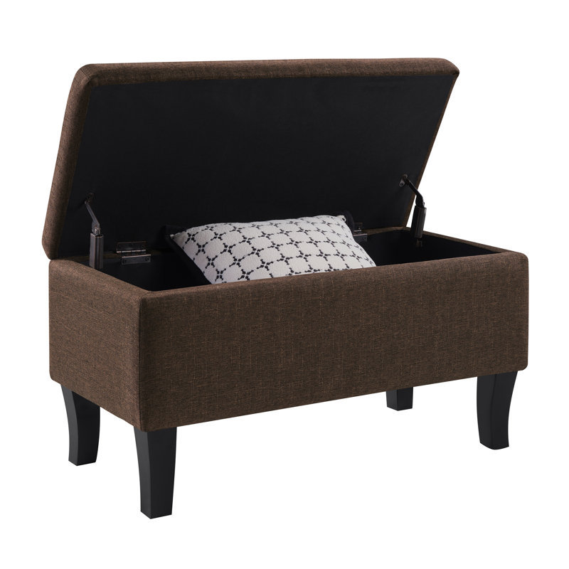 Lingel Round Accent Storage Ottoman, Medium Brown Fabric